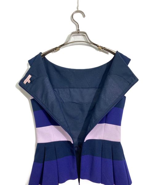 TOCCA（トッカ）TOCCA (トッカ) 変則ボーダーワンピース パープル×ネイビー サイズ:2の古着・服飾アイテム