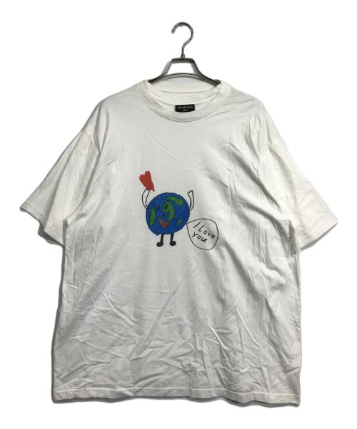 BALENCIAGA（バレンシアガ）BALENCIAGA (バレンシアガ) プラネットプリントダブルスリーブTシャツ ホワイト サイズ:XSの古着・服飾アイテム
