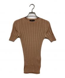 DRAWER（ドゥロワー）の古着「18Gウールワイドリブショートスリーブニット」｜ベージュ