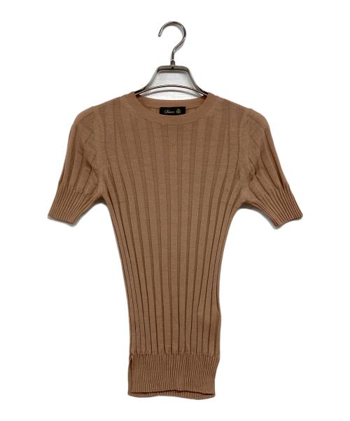 DRAWER（ドゥロワー）Drawer (ドゥロワー) 18Gウールワイドリブショートスリーブニット ベージュ サイズ:1の古着・服飾アイテム