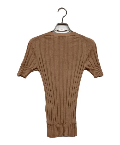 DRAWER（ドゥロワー）Drawer (ドゥロワー) 18Gウールワイドリブショートスリーブニット ベージュ サイズ:1の古着・服飾アイテム