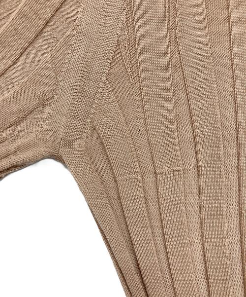 DRAWER（ドゥロワー）Drawer (ドゥロワー) 18Gウールワイドリブショートスリーブニット ベージュ サイズ:1の古着・服飾アイテム