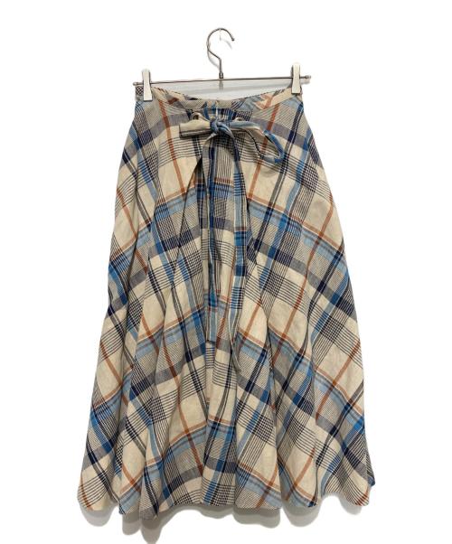 beautiful people（ビューティフルピープル）beautiful people (ビューティフルピープル) paper madras skirt ベージュ サイズ:36の古着・服飾アイテム