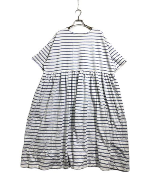 nest Robe（ネストローブ）nest Robe (ネストローブ) アリゾナコットンボーダーワンピース ホワイト×ブルー サイズ:Freeの古着・服飾アイテム