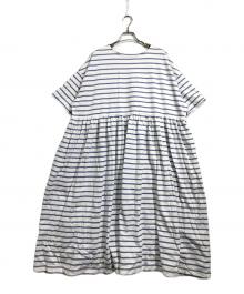 nest Robe（ネストローブ）の古着「アリゾナコットンボーダーワンピース」｜ホワイト×ブルー