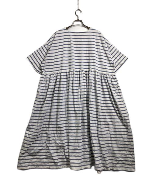 nest Robe（ネストローブ）nest Robe (ネストローブ) アリゾナコットンボーダーワンピース ホワイト×ブルー サイズ:Freeの古着・服飾アイテム