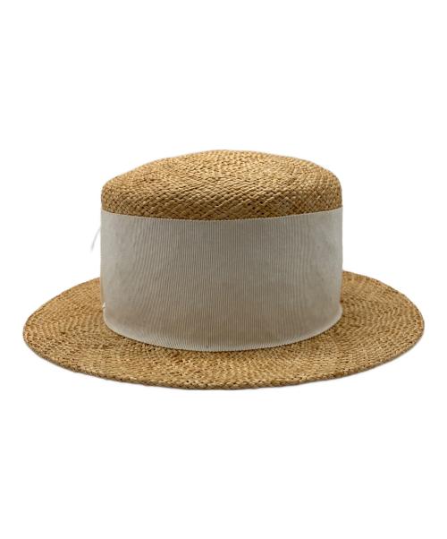 Pois E（ポイゼ）Pois E (ポイゼ) カンカン帽 ベージュ×ホワイトの古着・服飾アイテム