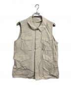 semohセモー）の古着「コットンリネンミリタリーベスト」｜ベージュ