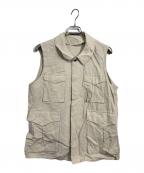 semohセモー）の古着「コットンリネンミリタリーベスト」｜ベージュ