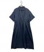Spick and Spanスピック＆スパン）の古着「ウエストギャザーシャツワンピース」｜ネイビー