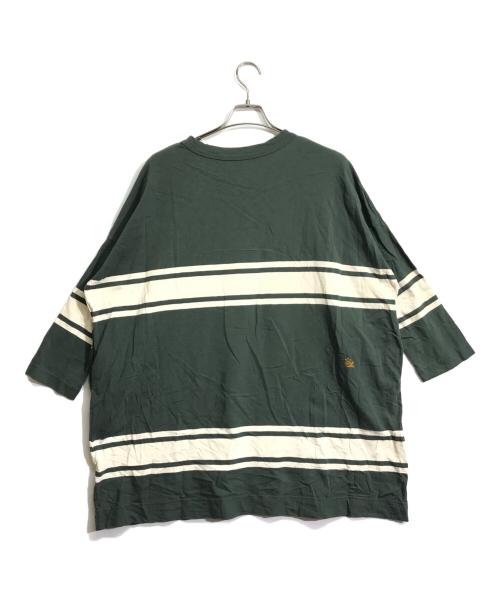 45R（フォーティファイブ・アール）45R (フォーティファイブ・アール) いろいろ縞天竺のチュニック カーキ×ホワイトの古着・服飾アイテム