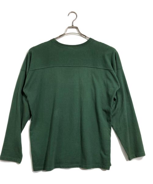 Champion（チャンピオン）Champion (チャンピオン) ロングスリーブフットボールTシャツ グリーン サイズ:Lの古着・服飾アイテム