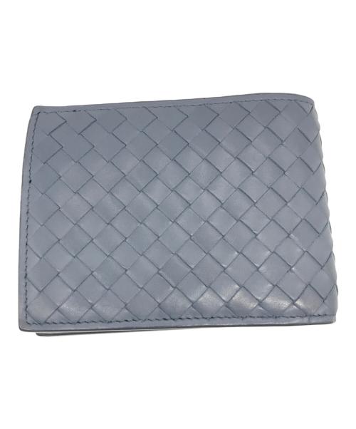 BOTTEGA VENETA（ボッテガベネタ）BOTTEGA VENETA (ボッテガベネタ) イントレチャート2つ折り財布 ブルーの古着・服飾アイテム