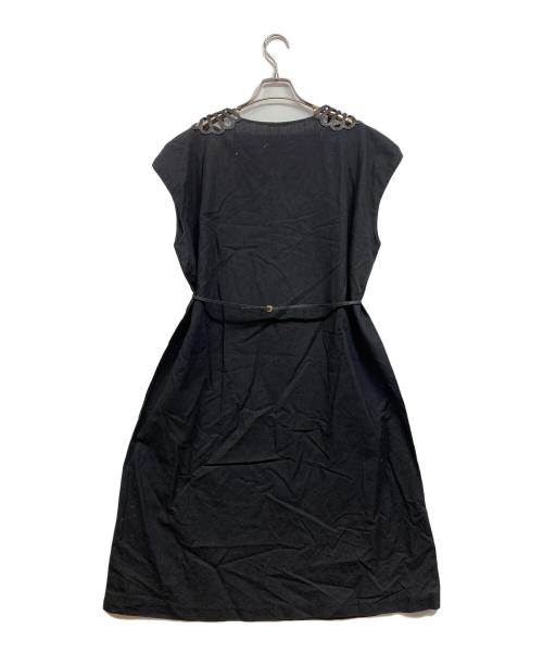 MIU MIU（ミュウミュウ）MIU MIU (ミュウミュウ) ウエストマークレザー切替ワンピース ブラック サイズ:40Sの古着・服飾アイテム