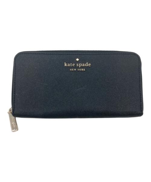 Kate Spade（ケイトスペード）Kate Spade (ケイトスペード) ティンセル グリッター ファブリック ボックス ラージ コンチネンタル ウォレット ブラックの古着・服飾アイテム
