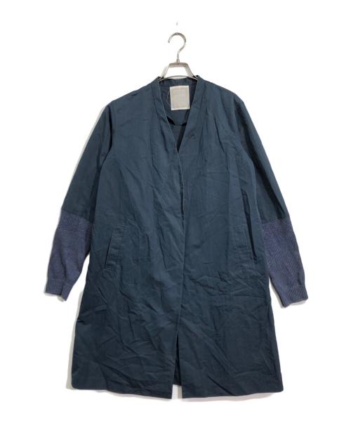 BEARDSLEY（ビアズリー）BEARDSLEY (ビアズリー) ノーカラーコート ブルー サイズ:Freeの古着・服飾アイテム