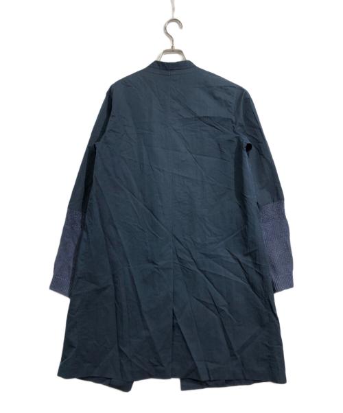 BEARDSLEY（ビアズリー）BEARDSLEY (ビアズリー) ノーカラーコート ブルー サイズ:Freeの古着・服飾アイテム