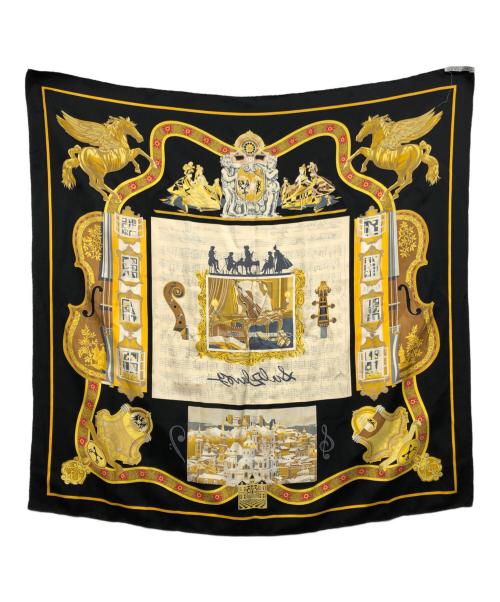 HERMES（エルメス）HERMES (エルメス) カレ90 ゴールド×ブラックの古着・服飾アイテム