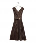 HER LIP TOハーリップトゥ）の古着「Twinkle Pleated Knit Dress」｜ブラウン