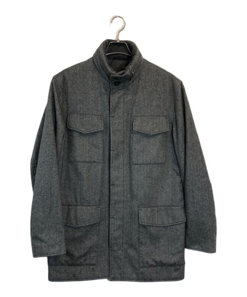 HERMES（エルメス）HERMES (エルメス) スタンドカラー比翼ジャケット グレー サイズ:50の古着・服飾アイテム