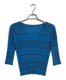 PLEATS PLEASE（プリーツプリーズ）の古着「プリーツカットソー」｜ブルー