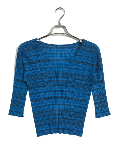 PLEATS PLEASE（プリーツプリーズ）PLEATS PLEASE (プリーツプリーズ) プリーツカットソー ブルー サイズ:3の古着・服飾アイテム