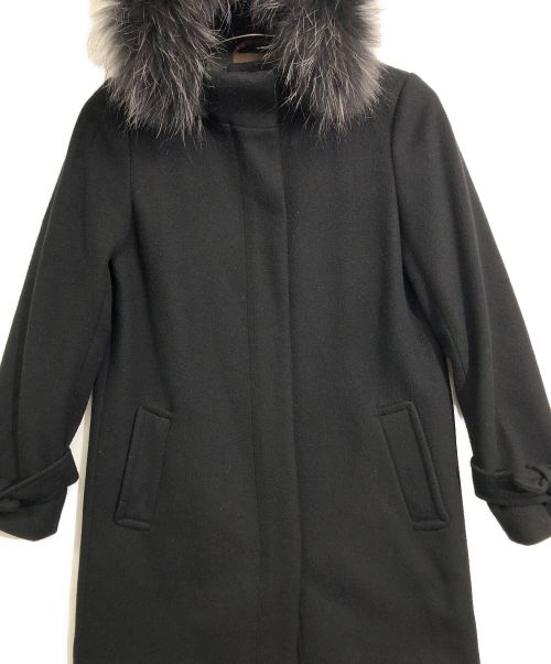 BLUE LABEL CRESTBRIDGE（ブルーレーベルクレストブリッジ）BLUE LABEL CRESTBRIDGE (ブルーレーベルクレストブリッジ) フーデッド ウールコート ブラック サイズ:36の古着・服飾アイテム