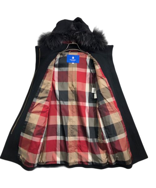BLUE LABEL CRESTBRIDGE（ブルーレーベルクレストブリッジ）BLUE LABEL CRESTBRIDGE (ブルーレーベルクレストブリッジ) フーデッド ウールコート ブラック サイズ:36の古着・服飾アイテム