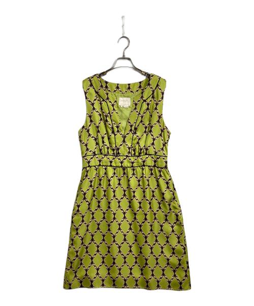 Kate Spade（ケイトスペード）Kate Spade (ケイトスペード) 総柄ノースリーブワンピース グリーン サイズ:10の古着・服飾アイテム
