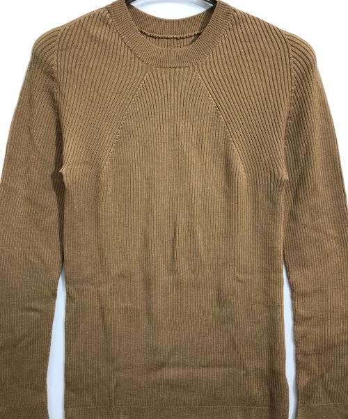 BATONER（バトナ―）BATONER (バトナ―) リブニチャークルーネックニット ブラウン サイズ:2の古着・服飾アイテム