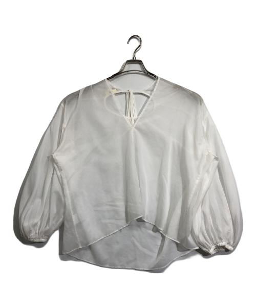 NAVE（ネイブ）NAVE (ネイブ) ブライトシアーボイル ギャザーブラウス ホワイト サイズ:1の古着・服飾アイテム