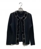 LANVIN COLLECTIONランバンコレクション）の古着「ノーカラーニットジャケット」｜ブラック