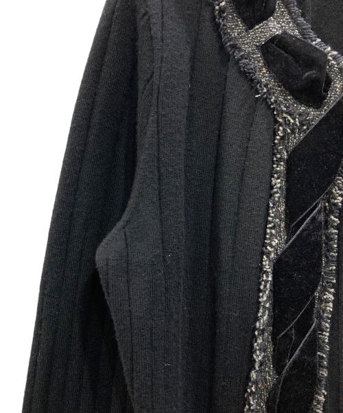 LANVIN COLLECTION（ランバンコレクション）LANVIN COLLECTION (ランバンコレクション) ノーカラーニットジャケット ブラック サイズ:40の古着・服飾アイテム
