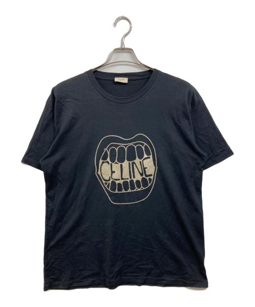 CELINE（セリーヌ）CELINE (セリーヌ) マウスロゴ グリッタープリントTシャツ ブラック サイズ:なし(実寸サイズをご確認下さい)の古着・服飾アイテム