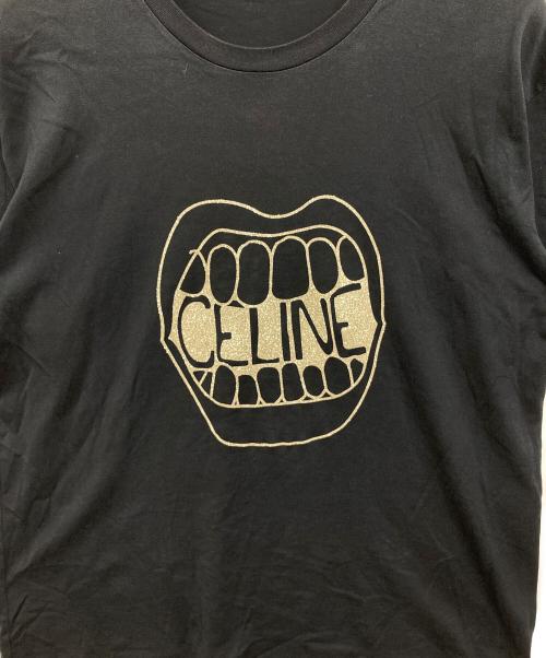 CELINE（セリーヌ）CELINE (セリーヌ) マウスロゴ グリッタープリントTシャツ ブラック サイズ:なし(実寸サイズをご確認下さい)の古着・服飾アイテム