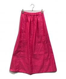 MACPHEE（マカフィー）の古着「コットンラミーツイル フロントギャザーロングスカート」｜ピンク