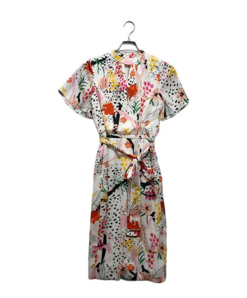 Pinky & Dianne（ピンキーアンドダイアン）Pinky & Dianne (ピンキーアンドダイアン) フェスティブフローラルプリントワンピース ホワイト サイズ:36の古着・服飾アイテム