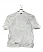 DRAWERドゥロワー）の古着「シアーチェックプザムノーカラーシャツ」｜ホワイト