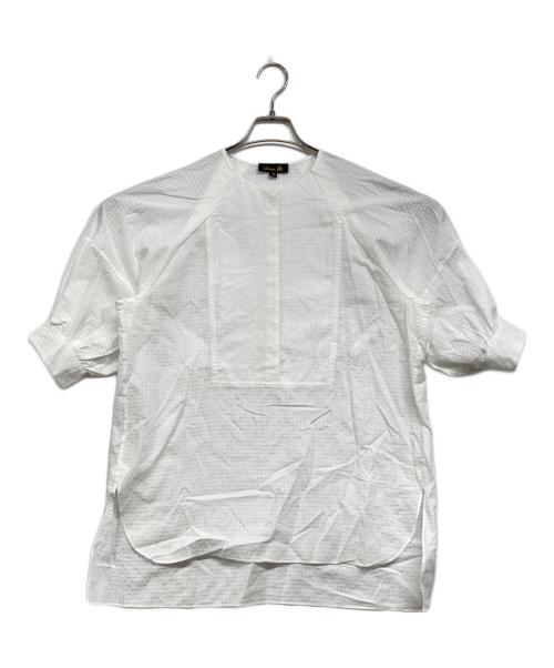 DRAWER（ドゥロワー）Drawer (ドゥロワー) シアーチェックプザムノーカラーシャツ ホワイト サイズ:38の古着・服飾アイテム