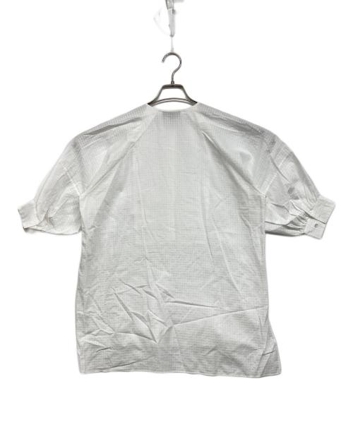 DRAWER（ドゥロワー）Drawer (ドゥロワー) シアーチェックプザムノーカラーシャツ ホワイト サイズ:38の古着・服飾アイテム