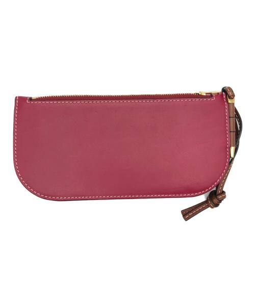 LOEWE（ロエベ）LOEWE (ロエベ) カーフレザー ゲート コンチネンタル ミニウォレット レッド×ボルドーの古着・服飾アイテム
