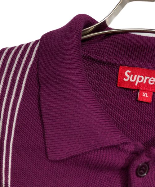 SUPREME（シュプリーム）Supreme (シュプリーム) Striped Polo Sweater パープル サイズ:XLの古着・服飾アイテム