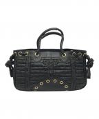 ANYA HINDMARCHアニヤ・ハインドマーチ）の古着「レザー編み込みハンドバッグ」｜ブラック