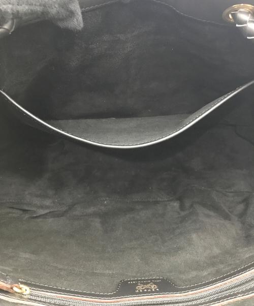 ANYA HINDMARCH（アニヤ・ハインドマーチ）ANYA HINDMARCH (アニヤハインドマーチ) レザー編み込みハンドバッグ ブラックの古着・服飾アイテム