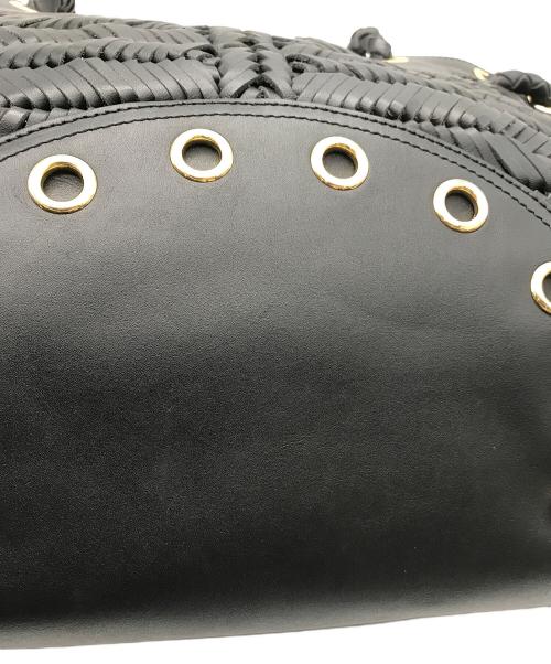 ANYA HINDMARCH（アニヤ・ハインドマーチ）ANYA HINDMARCH (アニヤハインドマーチ) レザー編み込みハンドバッグ ブラックの古着・服飾アイテム