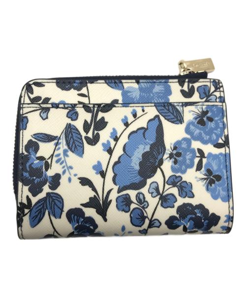 Kate Spade（ケイトスペード）Kate Spade (ケイトスペード) マディソン ベース フローラル プリント スモール L-ジップ ウォレット ホワイト×ネイビーの古着・服飾アイテム