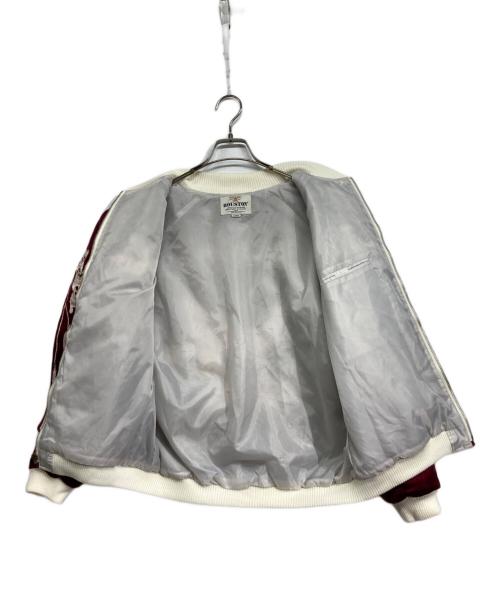 HOUSTON（ヒューストン）HOUSTON (ヒューストン) アラスカ刺繍別珍スカジャン レッド×ホワイト サイズ:LARGEの古着・服飾アイテム