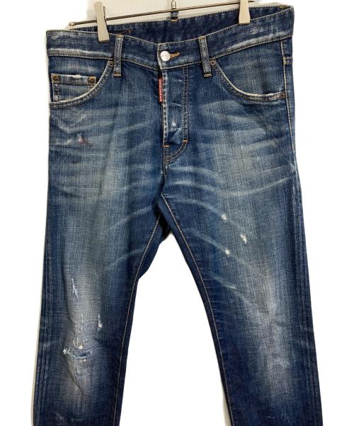 DSQUARED2（ディースクエアード）DSQUARED2 (ディースクエアード) ダメージ加工ボタンフライデニムパンツ インディゴ サイズ:44の古着・服飾アイテム