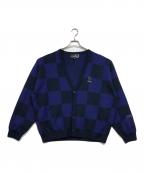 FRED PERRY×RAF SIMONSフレッドペリー×ラフシモンズ）の古着「チェッカー カーディガン」｜ブラック×パープル