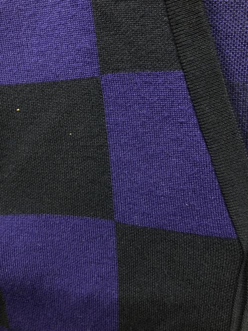 FRED PERRY（フレッドペリー）FRED PERRY (フレッドペリー) RAF SIMONS (ラフシモンズ) チェッカー カーディガン ブラック×パープル サイズ:Mの古着・服飾アイテム